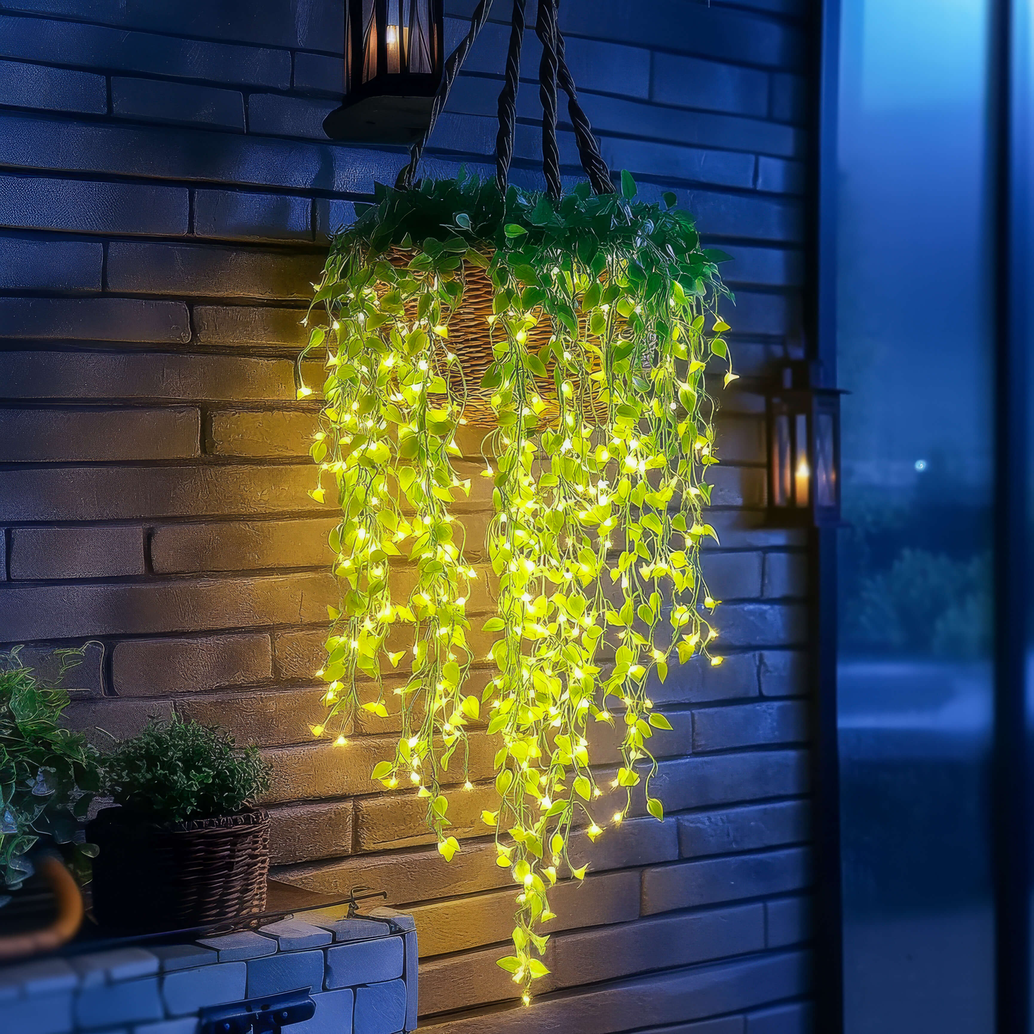 Leuchtende Blütenranke LED-Lampe in Warmweiß für Garten