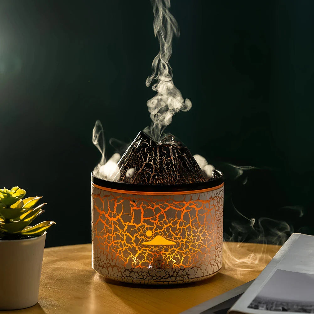 VapoGlow Deko-Luftbefeuchter Vulkanstil LED schwarz Wohnzimmer