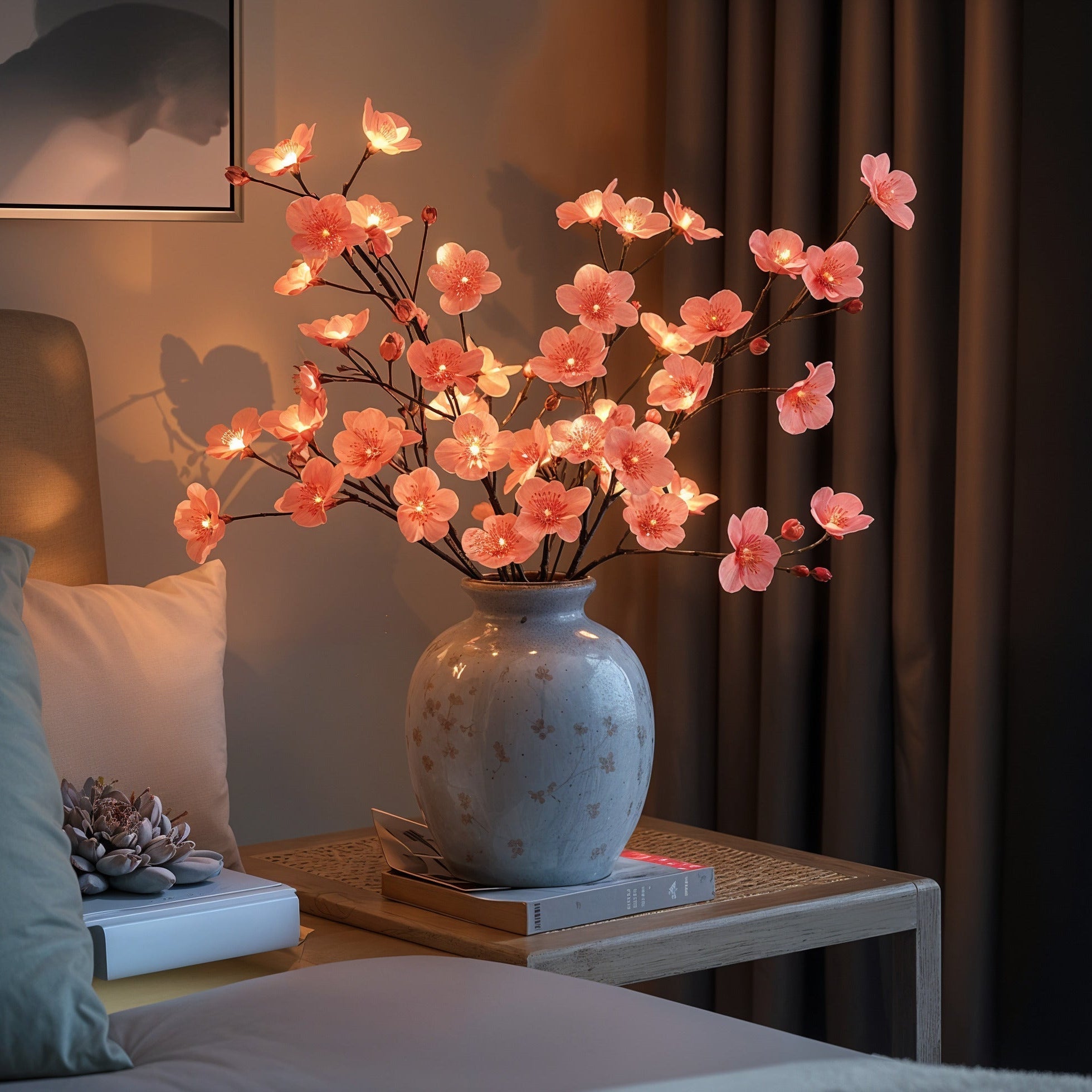 Leuchtender Kirschblütenzweig LED-Dekolampe in Rosa für Wohnzimmer