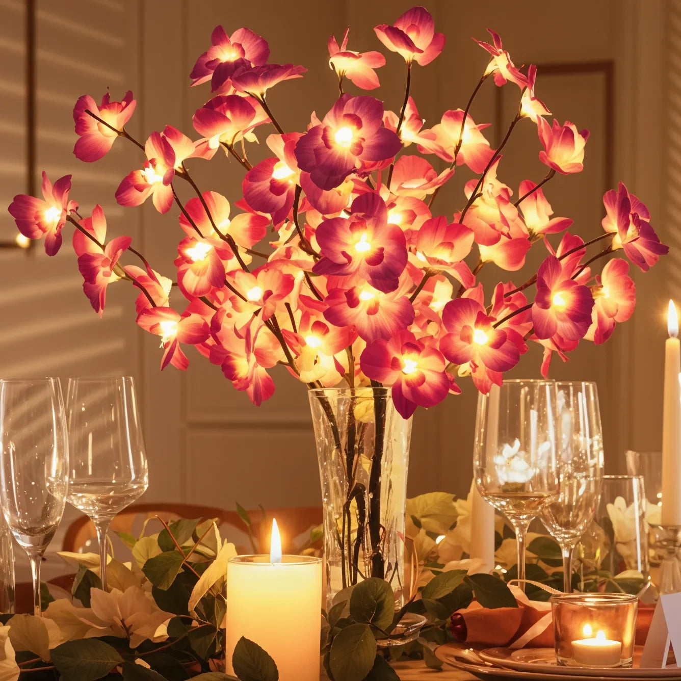 Leuchtender Kirschblütenzweig LED-Dekolampe in Rosa für Wohnzimmer