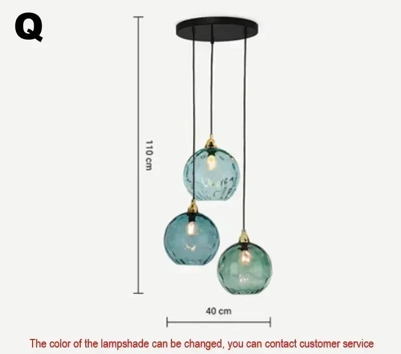 AquaGlow Glas-Pendelleuchte Modern Bunt mit Wassereffekt für Esszimmer