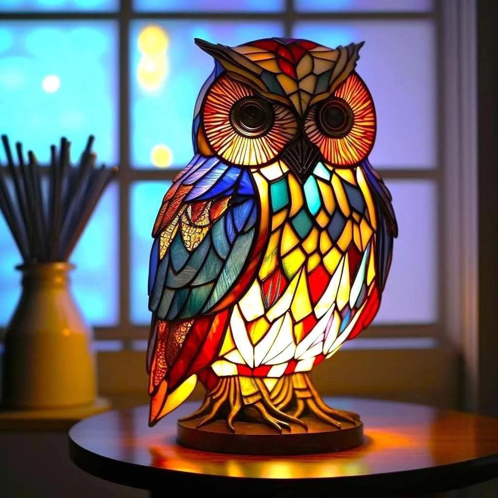 Tierlampe Kristall-Eule – Vintage LED-Lampe mit Tiermotiv für Zuhause