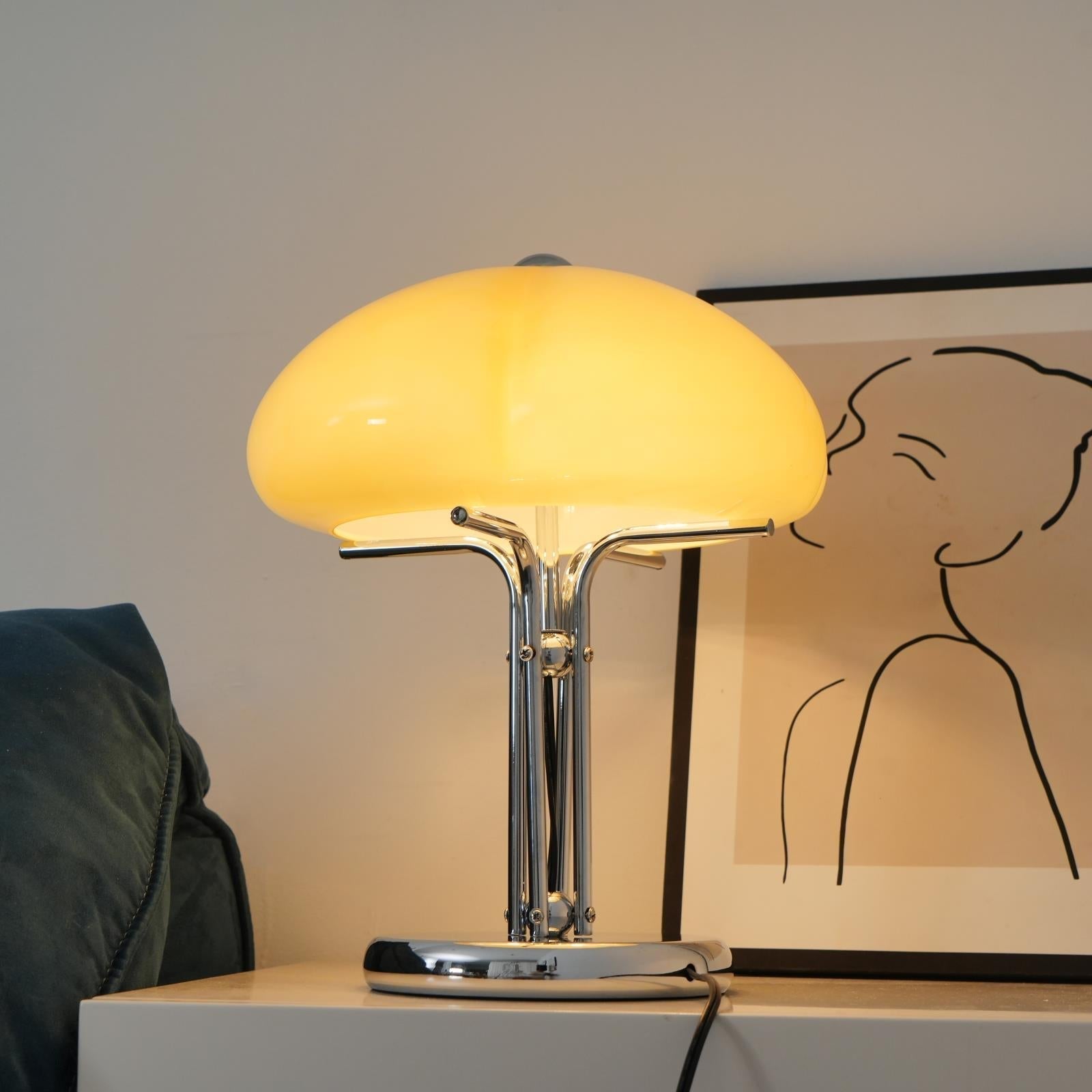 BauPilz Tischlampe – Retro-Stil, Pilzform, Weiß, für Wohnzimmer