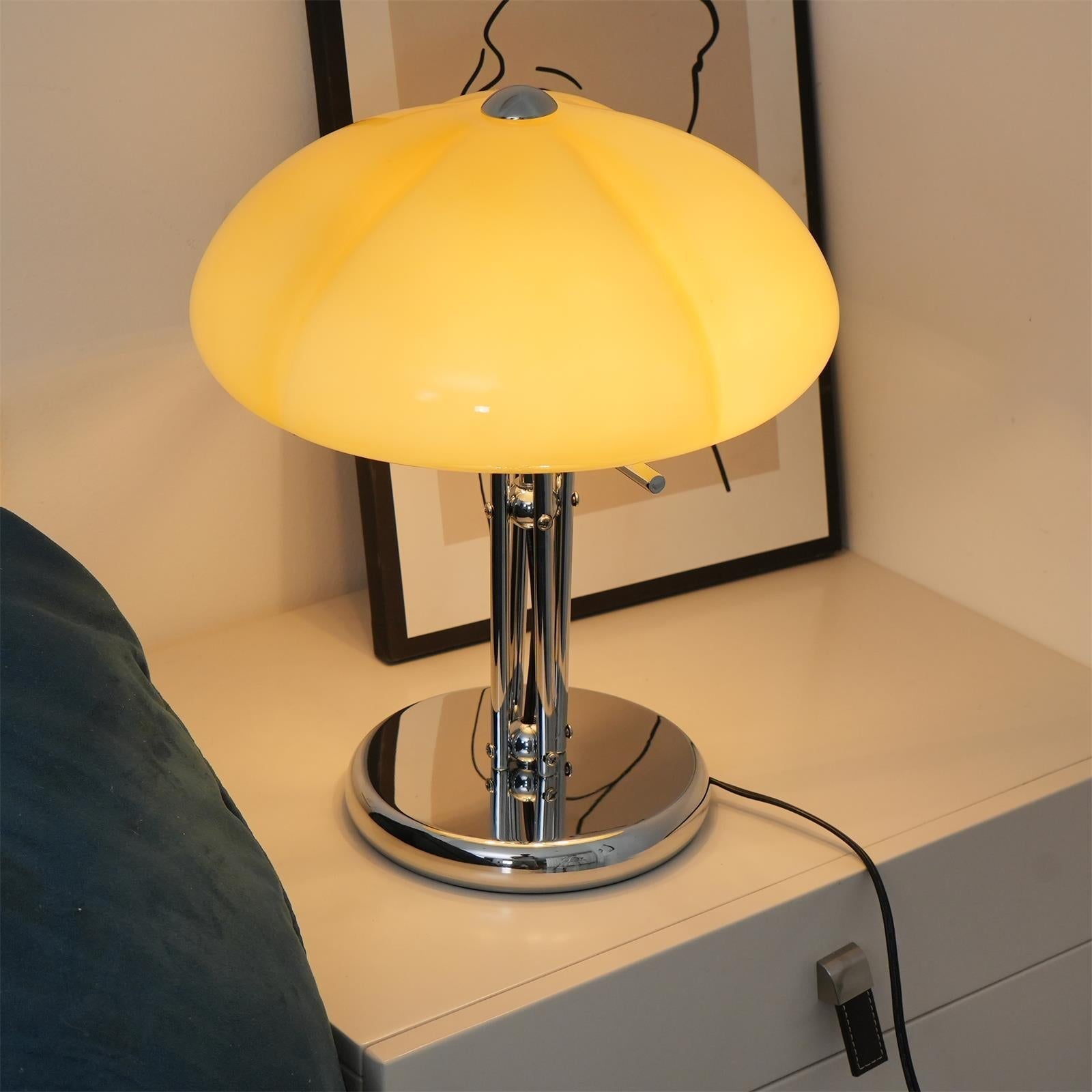 BauPilz Tischlampe – Retro-Stil, Pilzform, Weiß, für Wohnzimmer