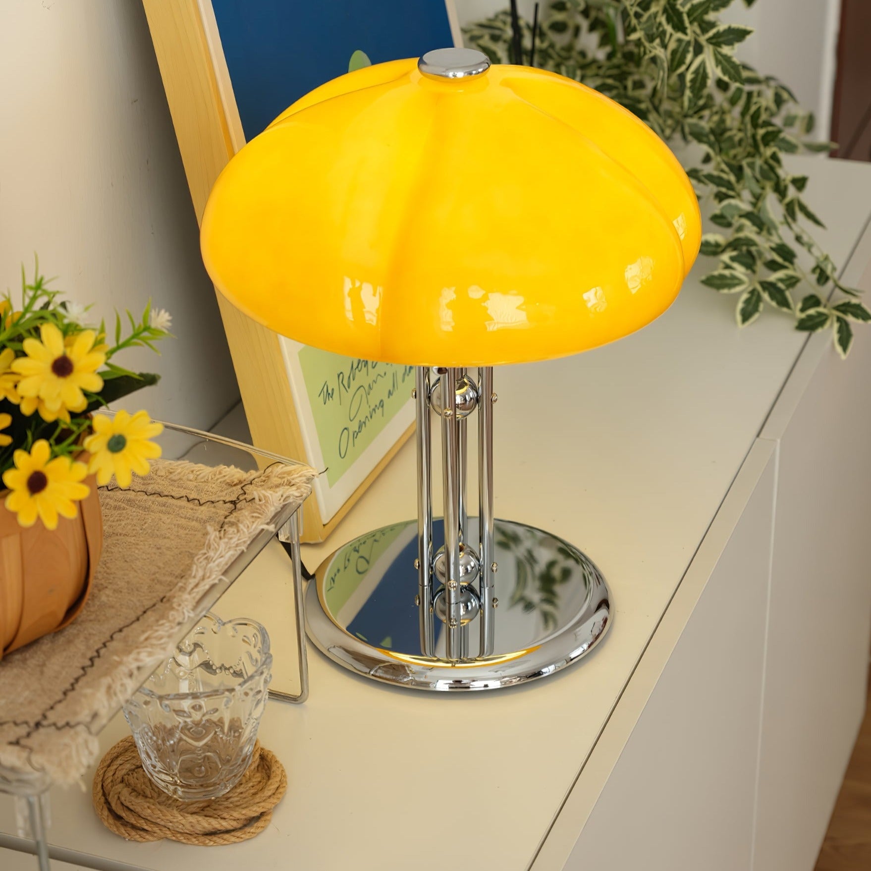 BauPilz Tischlampe – Retro-Stil, Pilzform, Weiß, für Wohnzimmer