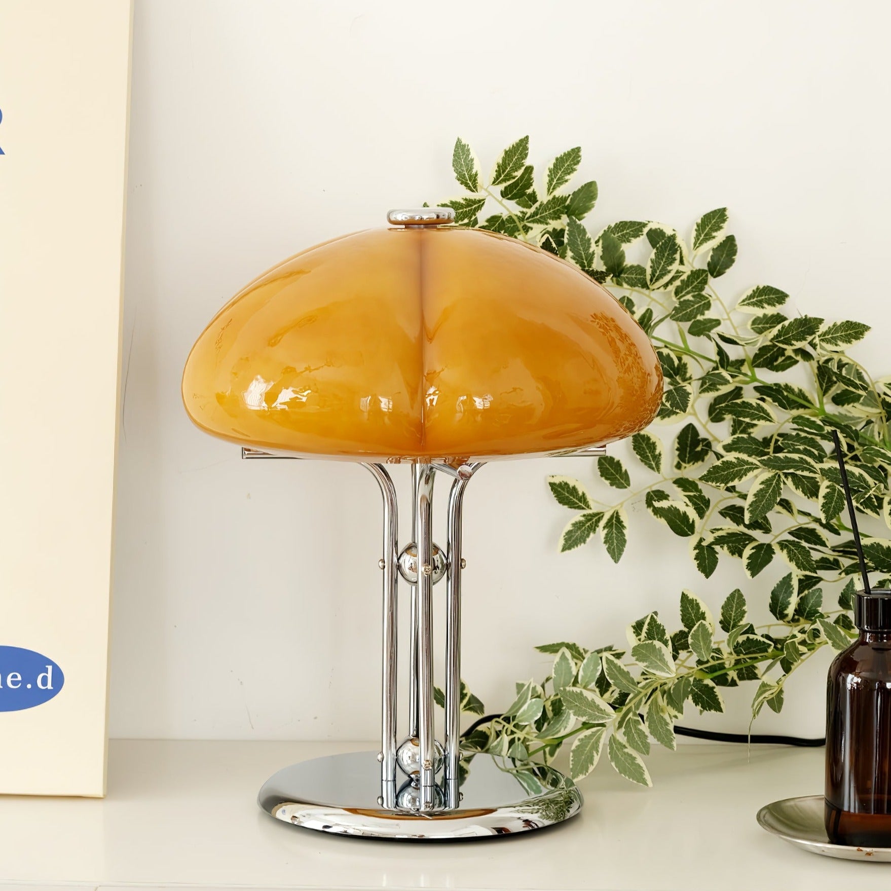 BauPilz Tischlampe – Retro-Stil, Pilzform, Weiß, für Wohnzimmer