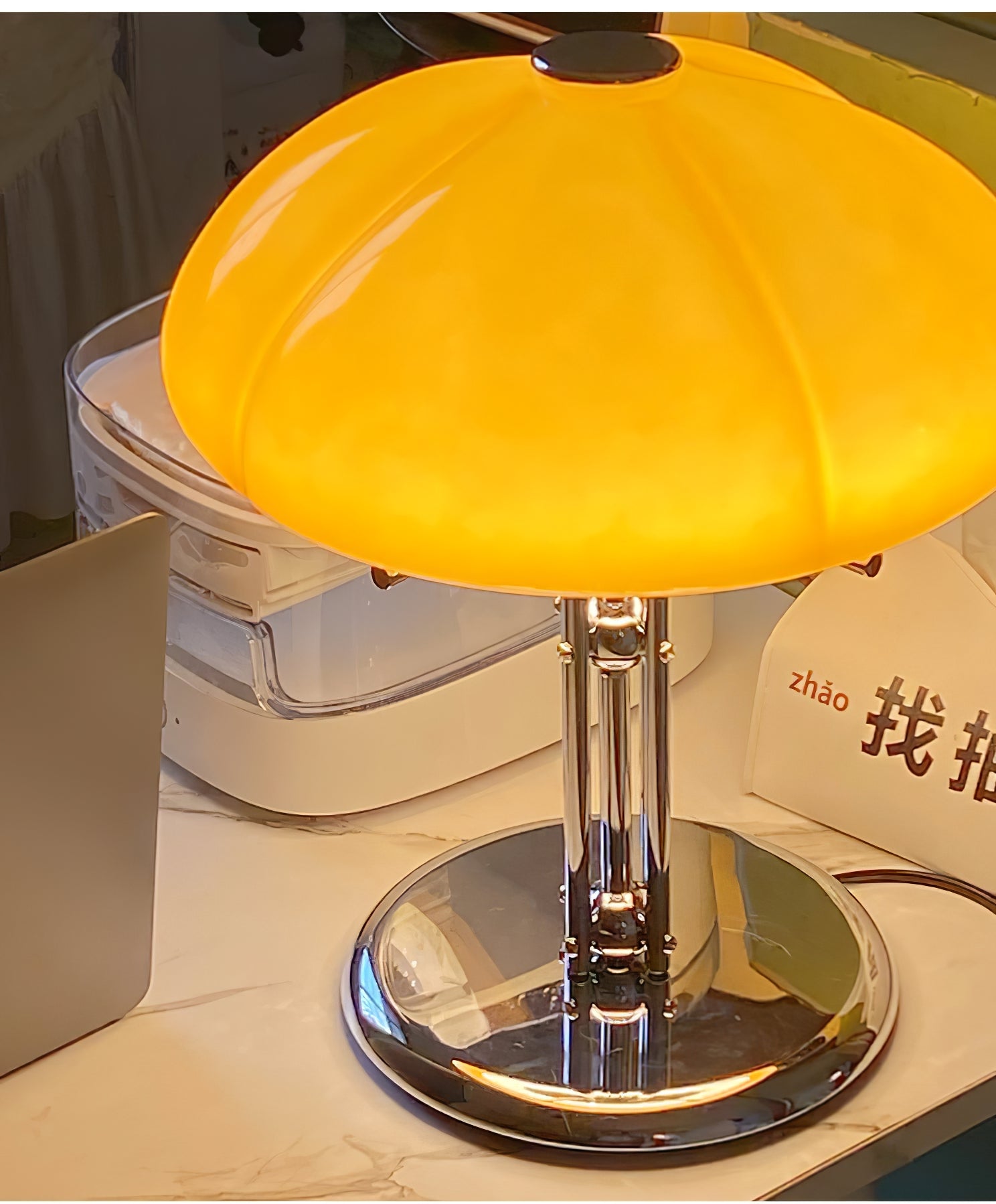 BauPilz Tischlampe – Retro-Stil, Pilzform, Weiß, für Wohnzimmer
