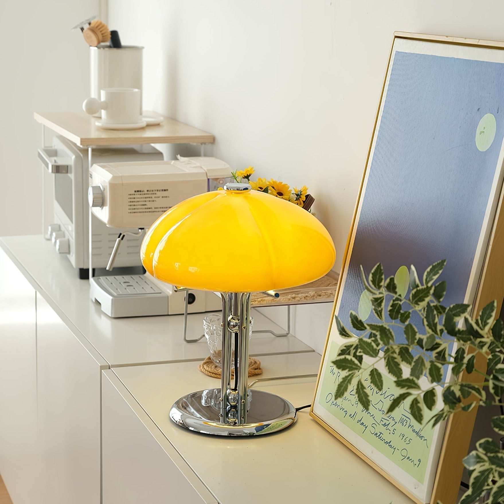 BauPilz Tischlampe – Retro-Stil, Pilzform, Weiß, für Wohnzimmer