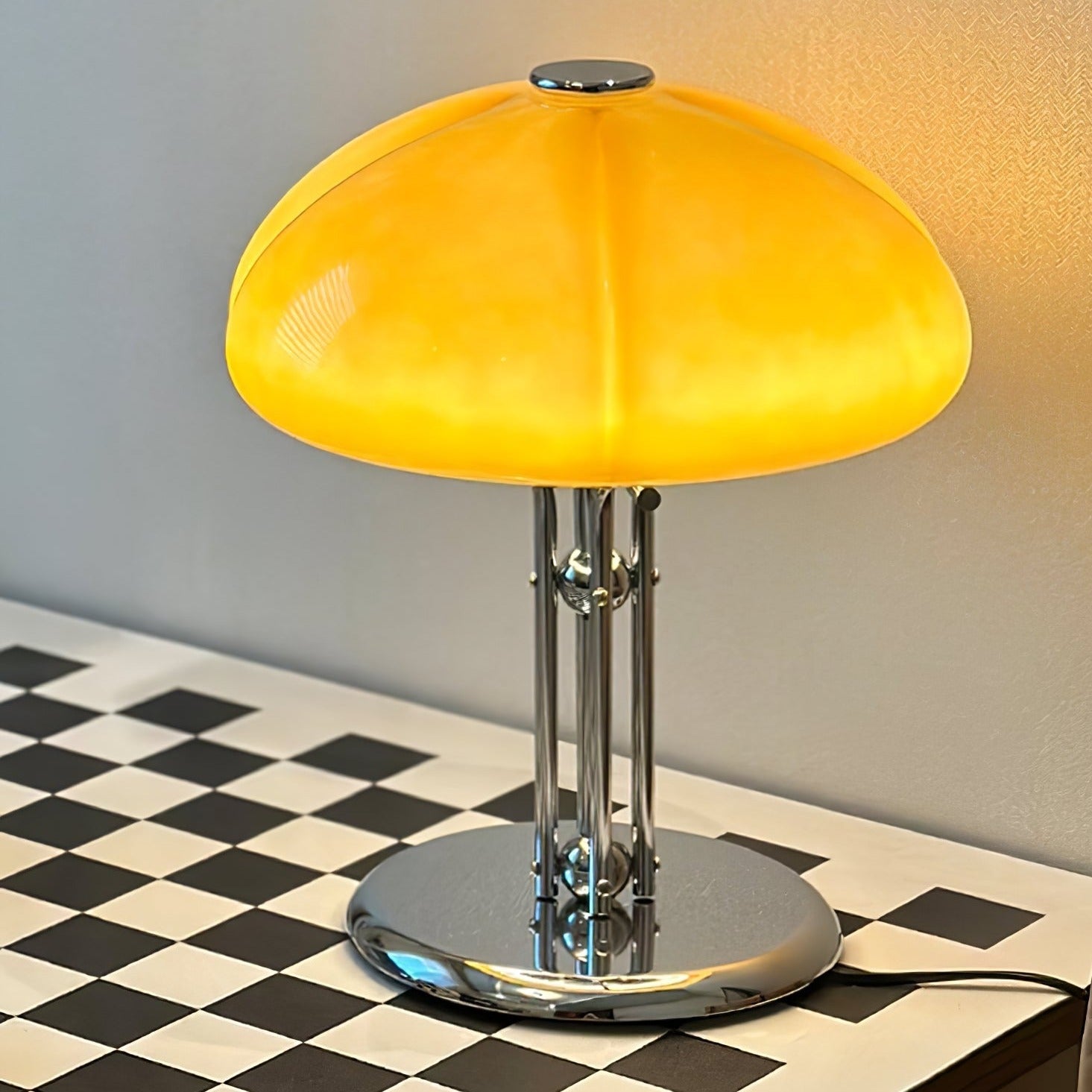 BauPilz Tischlampe – Retro-Stil, Pilzform, Weiß, für Wohnzimmer