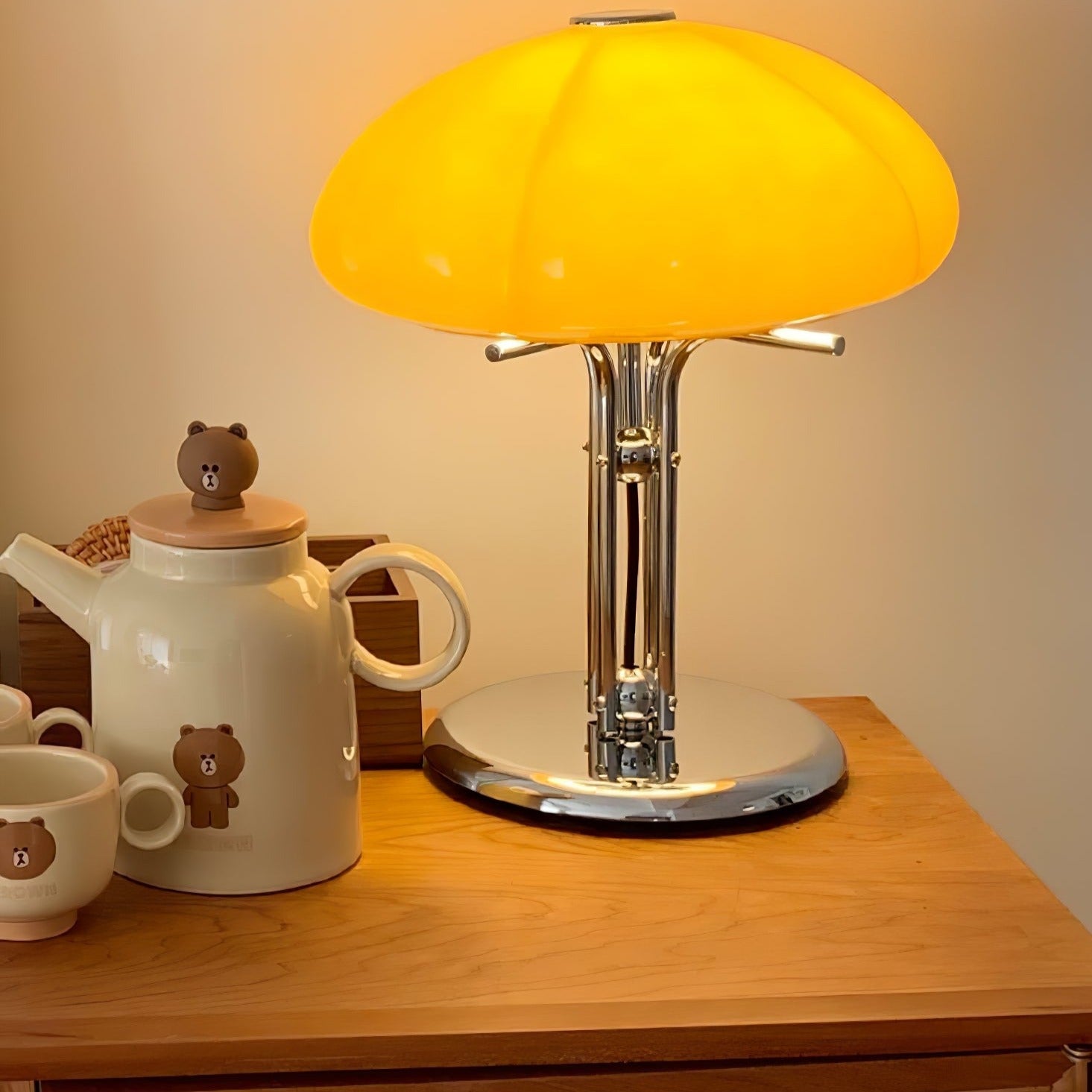 BauPilz Tischlampe – Retro-Stil, Pilzform, Weiß, für Wohnzimmer