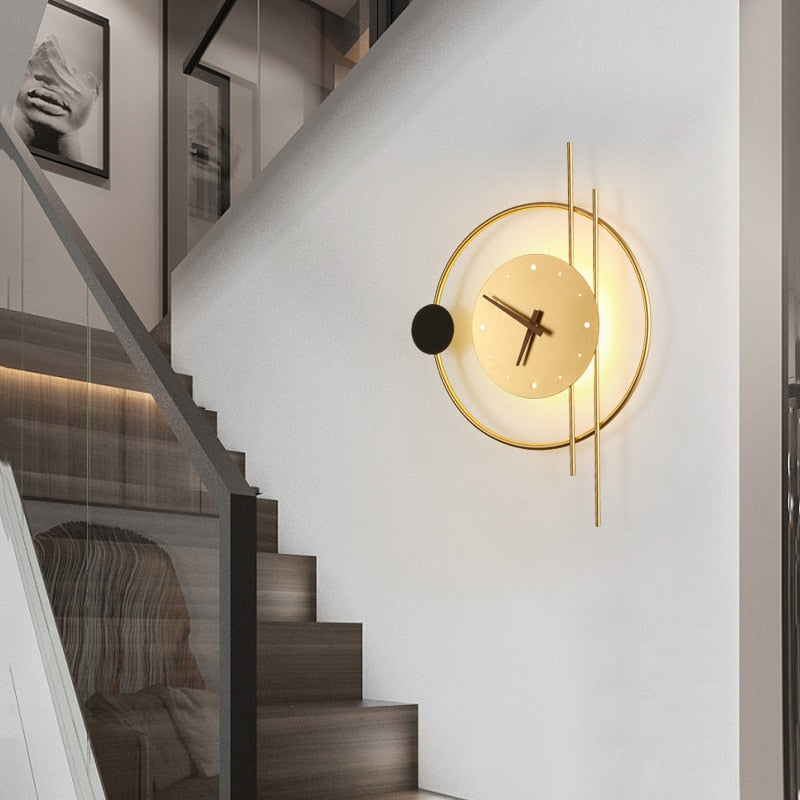 LumiHora – Stilvolle schwarze LED-Wandleuchte mit Uhr