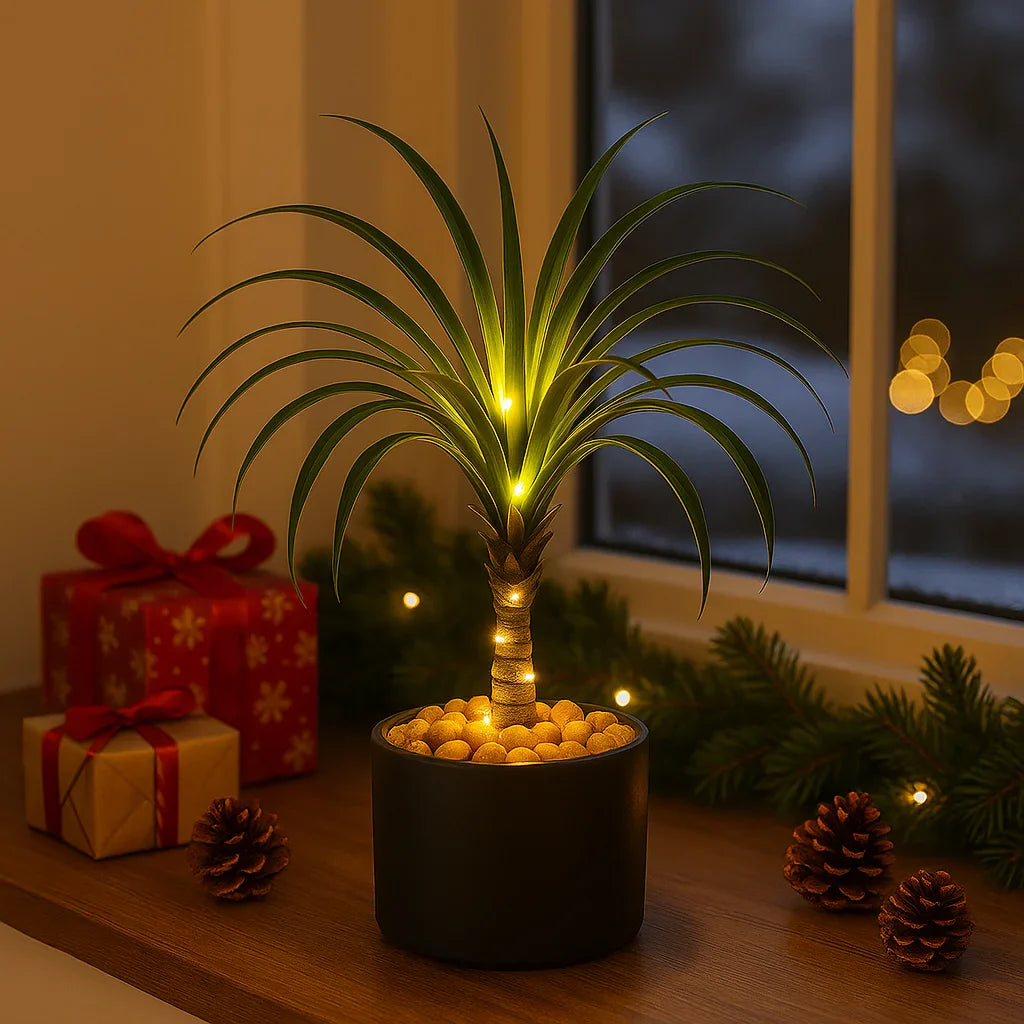 PalmGlow Ponytail – LED Deko-Lampe grün für Wohnzimmer