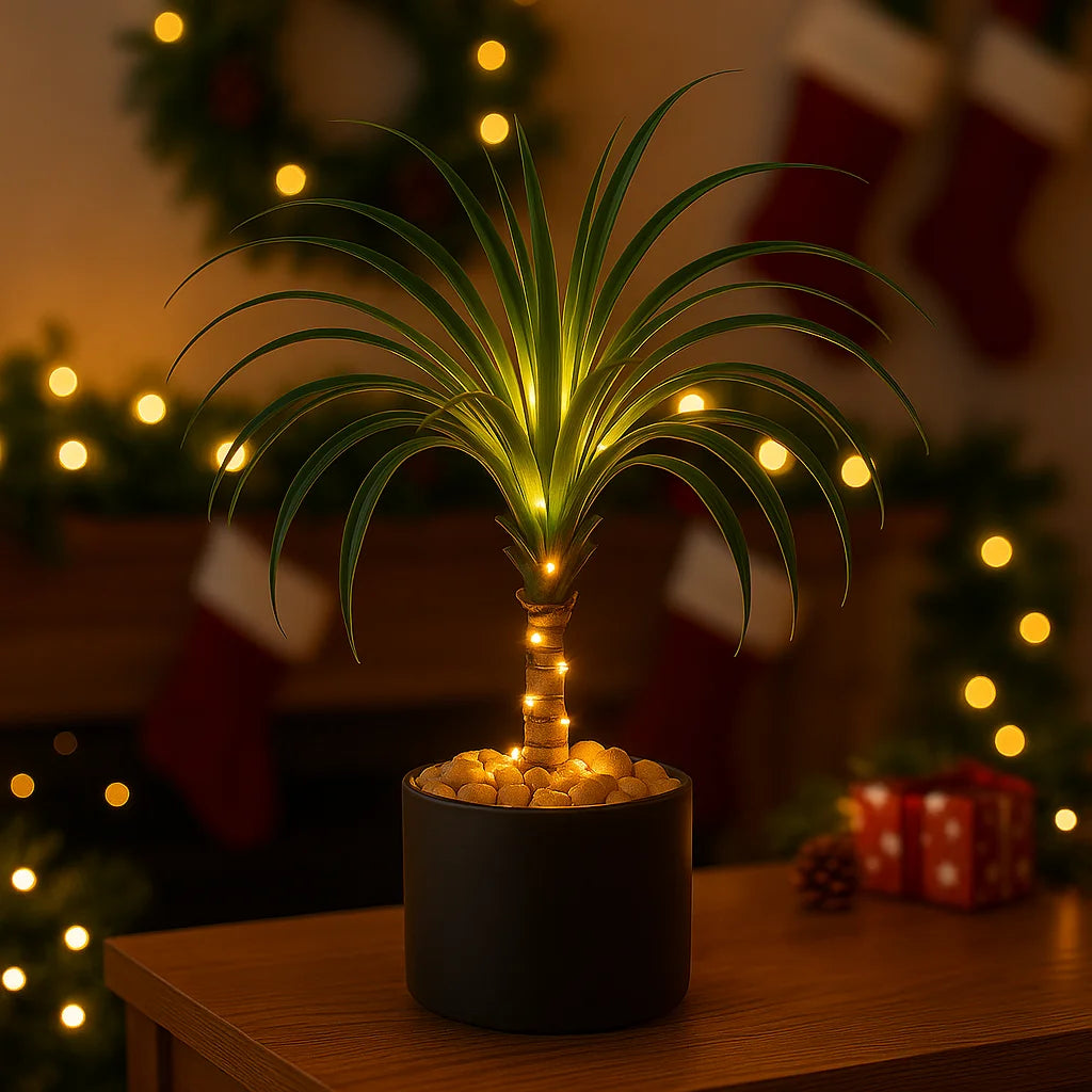 PalmGlow Ponytail – LED Deko-Lampe grün für Wohnzimmer