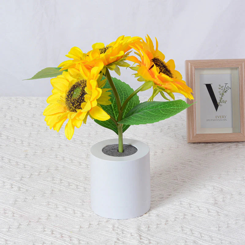 Sonnenblumen Tischlampe LED – Warmes Licht für Wohnzimmer, Schlafzimmer
