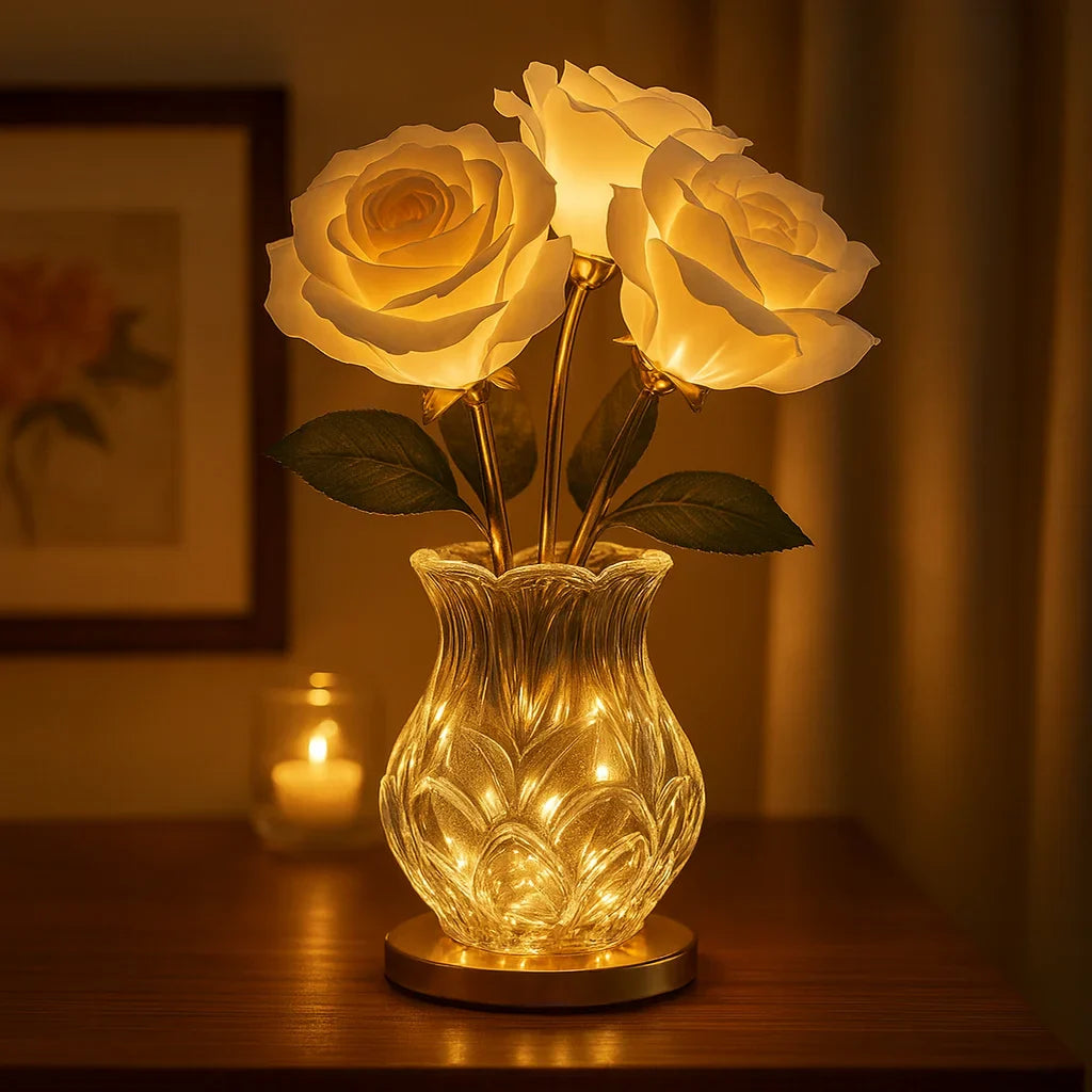 Rosenzauber LED-Lampe – Strahlende Blüten, Rosa für Innenräume