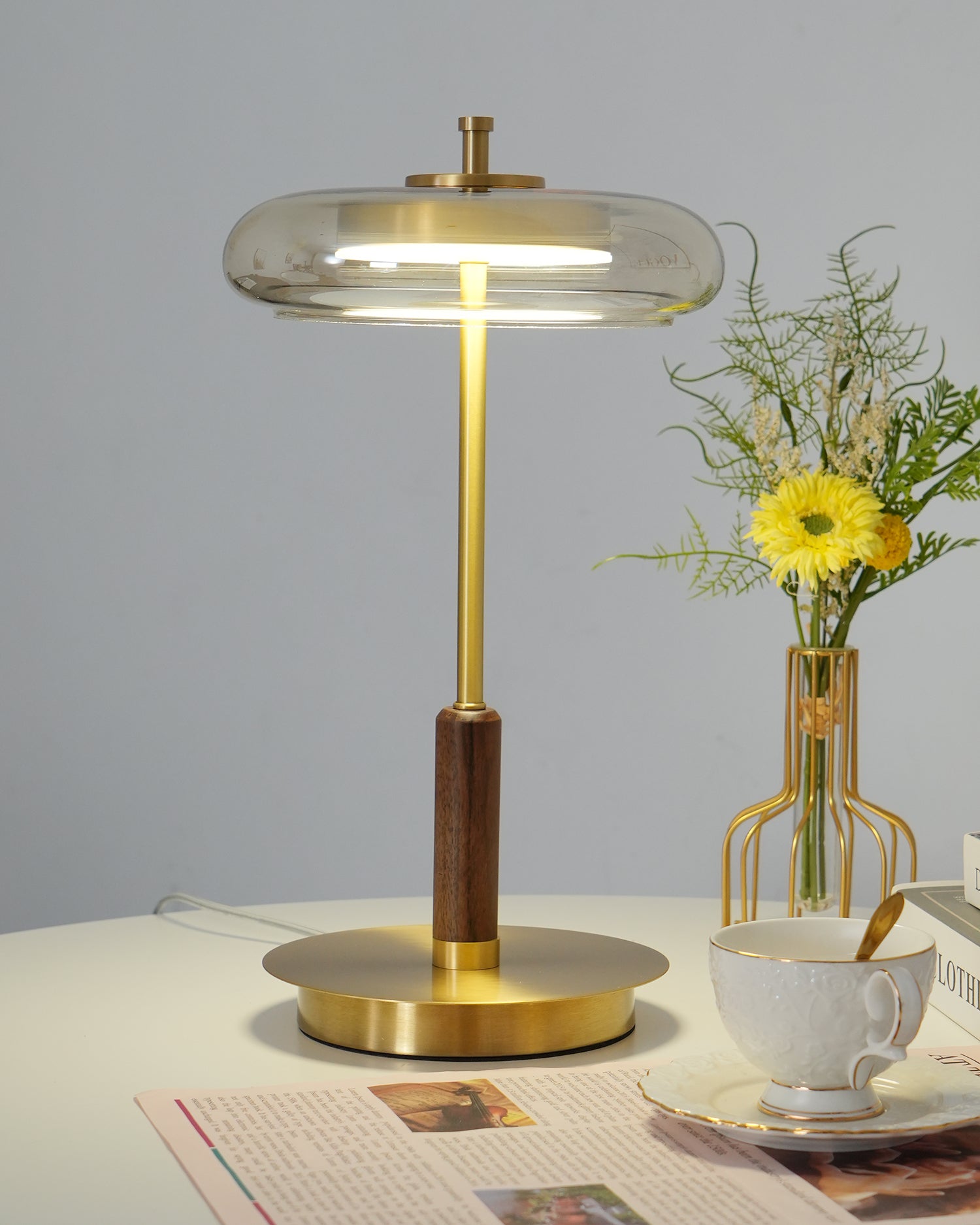 LumoRaldo Tischlampe Modern LED Gold Schwarz für Wohnzimmer