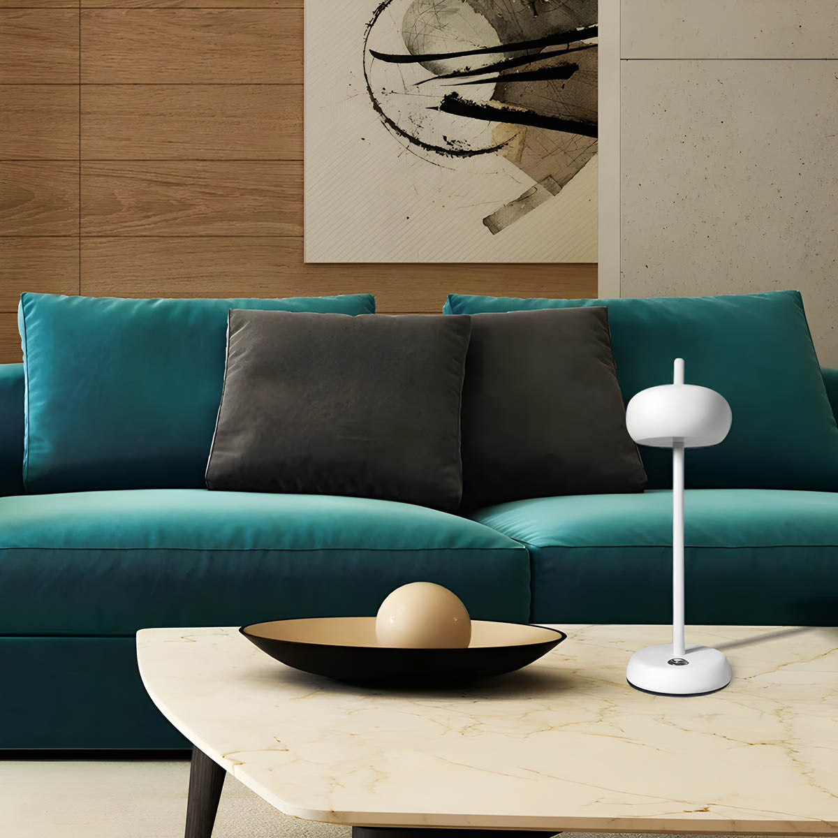 Rinova Minimalistische LED-Tischleuchte – Dimmbar Weiß für Wohnzimmer