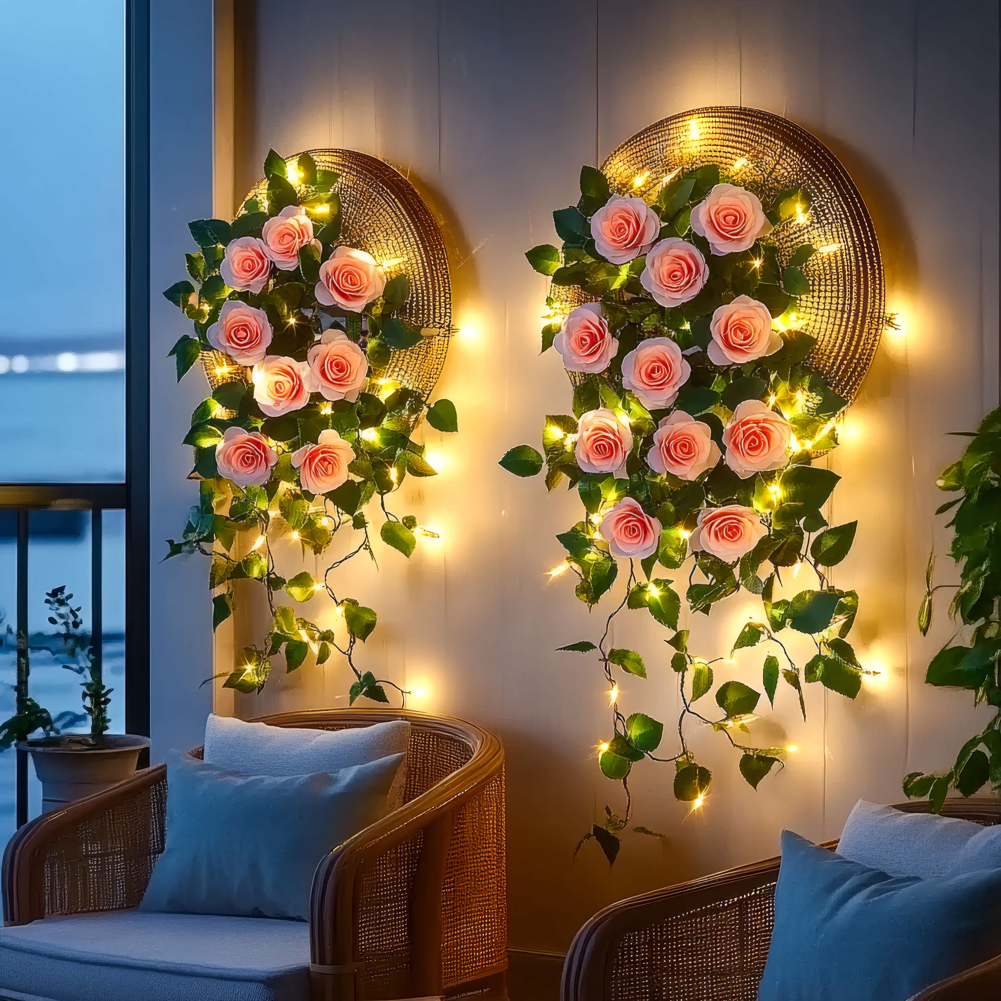 RoseGlow Bloom – LED Deko-Girlande rosé für Innenräume