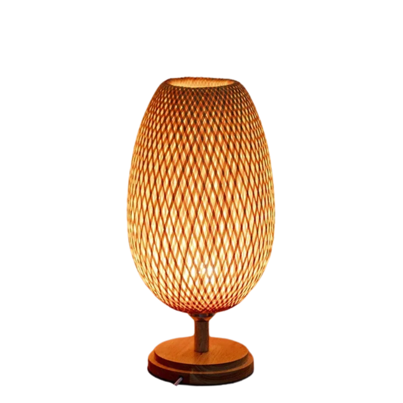 RusticLight Vintage Bamboo Tischlampe für Wohnzimmer