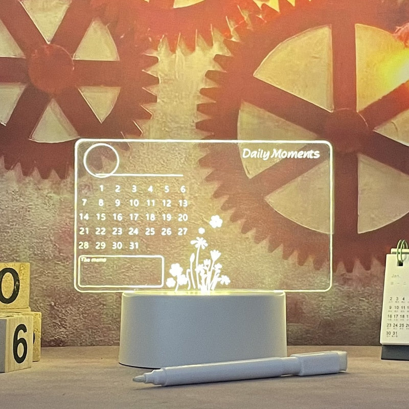 MemoGlow LED Schreibtafel Modern Leuchtend Weiß für Schreibtisch