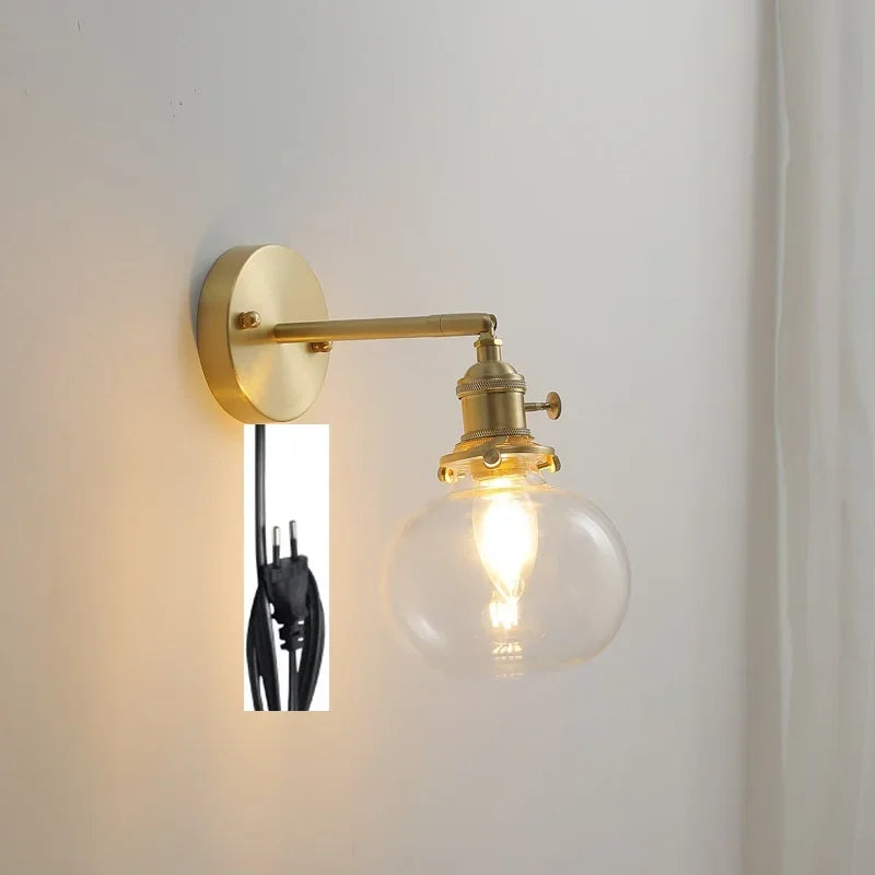 LichtZen - Nordisch moderne Wandleuchte mit Zugschalter - Glas und Eisen für Schlafzimmer oder Bad