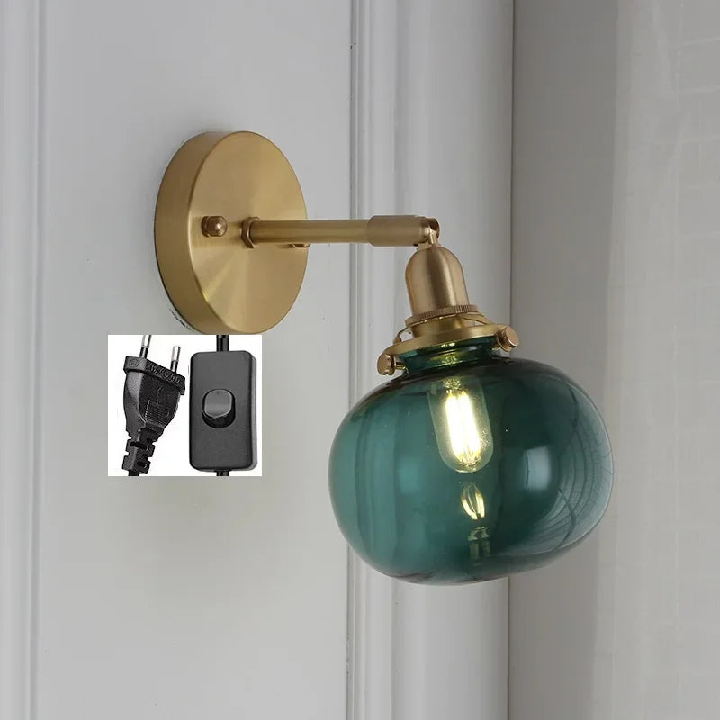 LichtZen - Nordisch moderne Wandleuchte mit Zugschalter - Glas und Eisen für Schlafzimmer oder Bad
