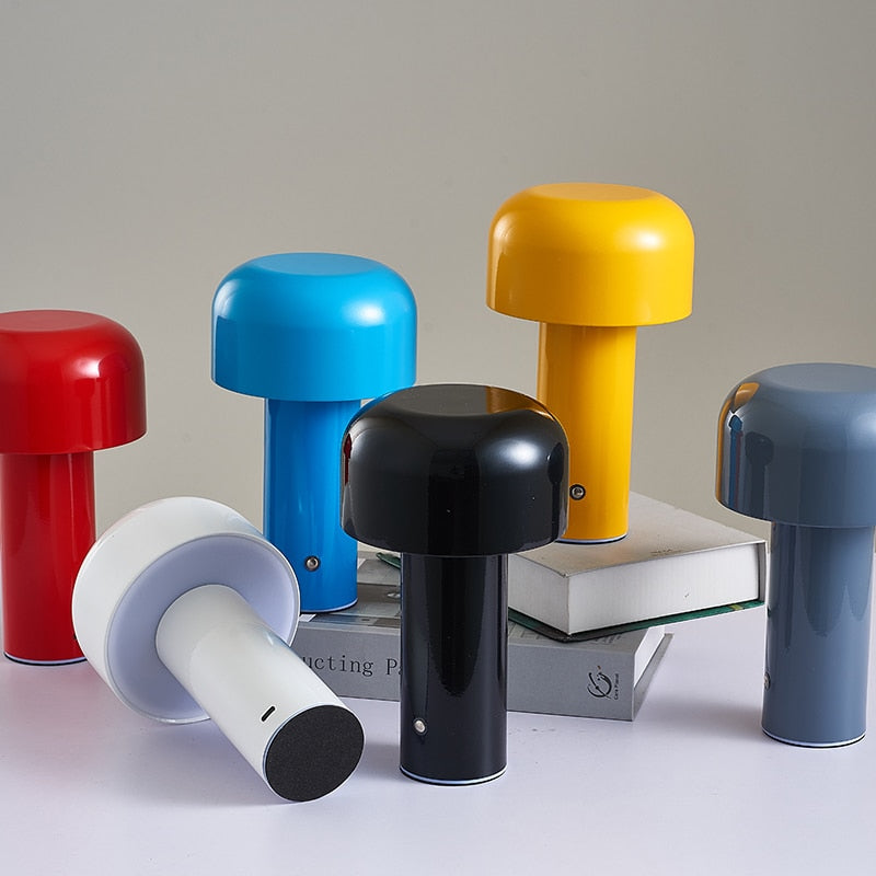 LumaFungo LED Pilzlampe – Kabellos, dimmbar, retro, gold, für Terrasse