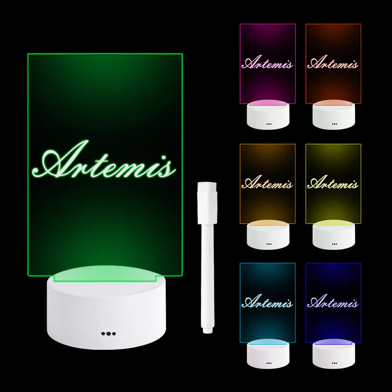 MemoGlow LED Schreibtafel Modern Leuchtend Weiß für Schreibtisch