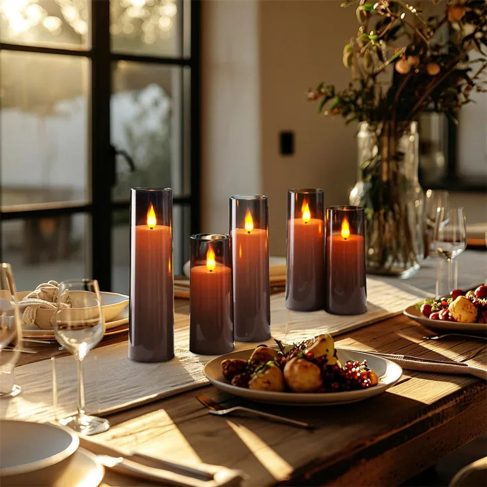 Flamora LED-Kerzenset Flackerlicht Eleganz Warmweiß für Terrasse