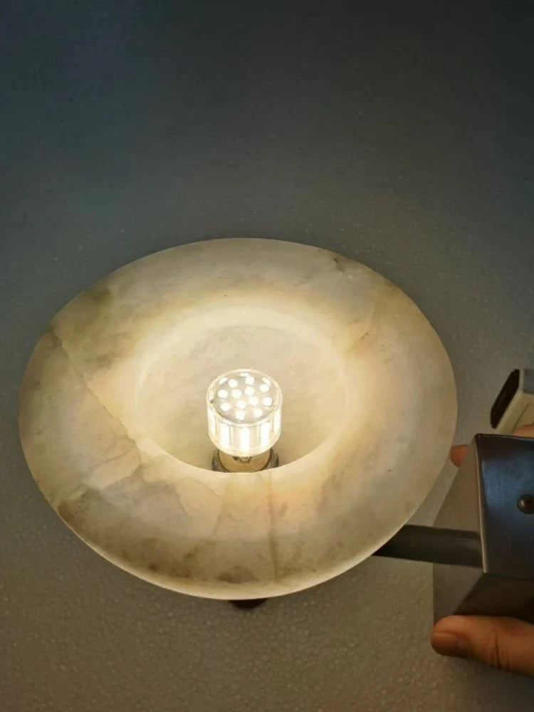 MarbleAura - Luxuriöse Marmor-Wandleuchte mit Kupfer - Modernes Design für Wohn-/Schlafzimmer