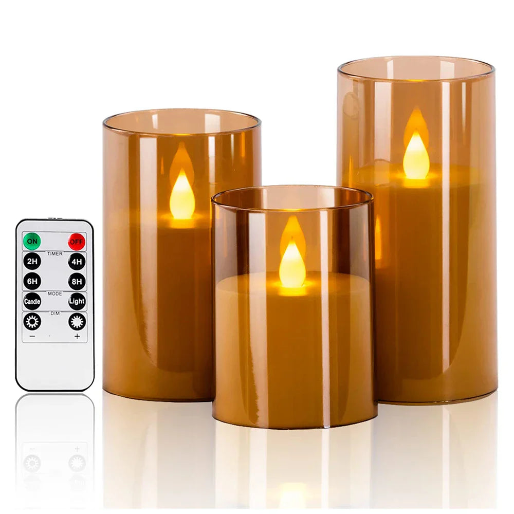 Flamora LED-Kerzenset Flackerlicht Eleganz Warmweiß für Terrasse