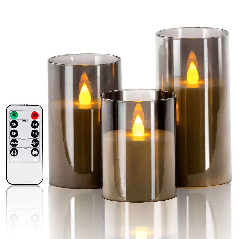 Flamora LED-Kerzenset Flackerlicht Eleganz Warmweiß für Terrasse