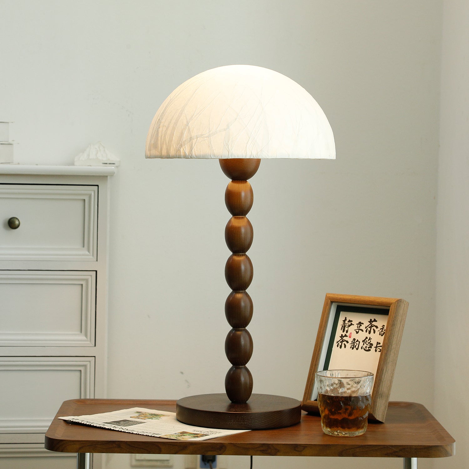 ShinLicht Tischlampe im Zen-Stil – Papieroptik, Weiß, für Wohnzimmer