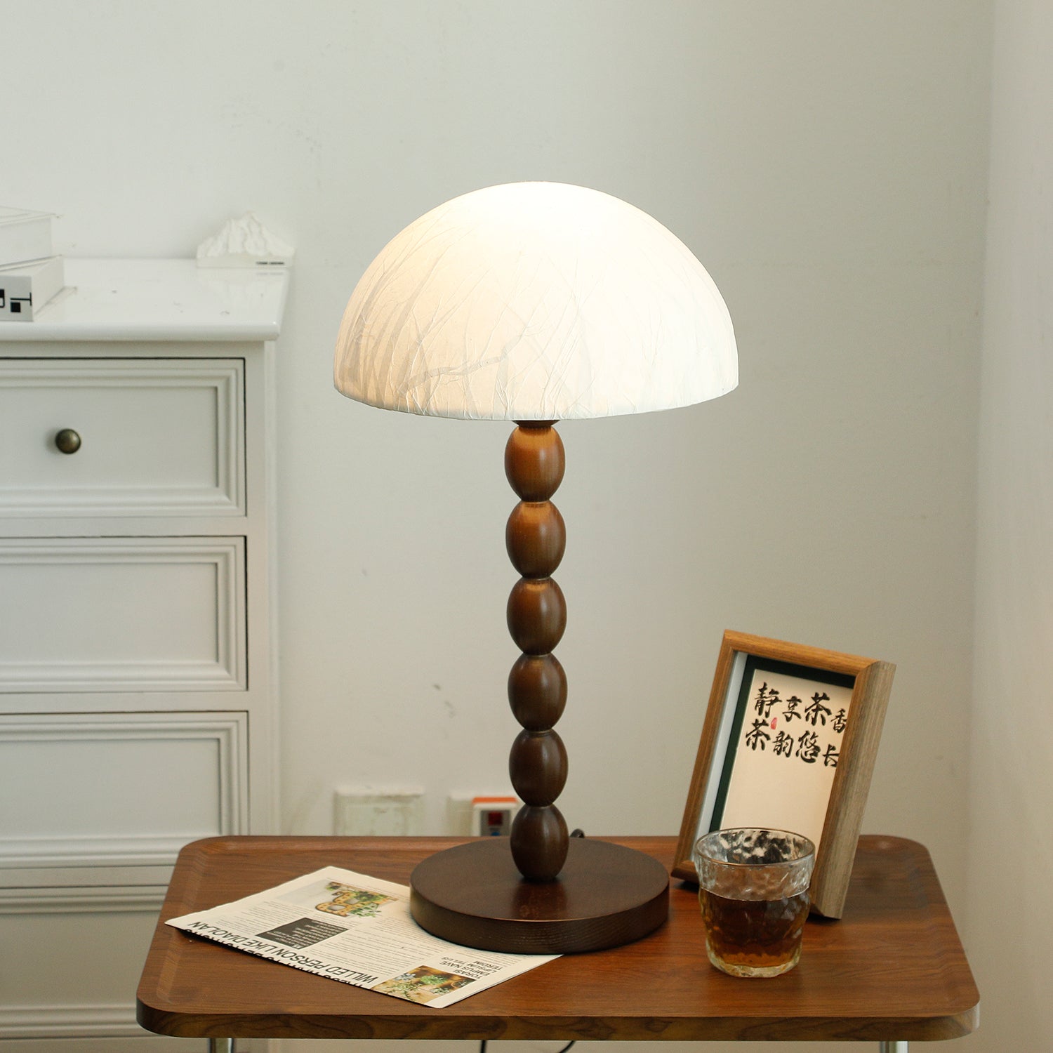 ShinLicht Tischlampe im Zen-Stil – Papieroptik, Weiß, für Wohnzimmer