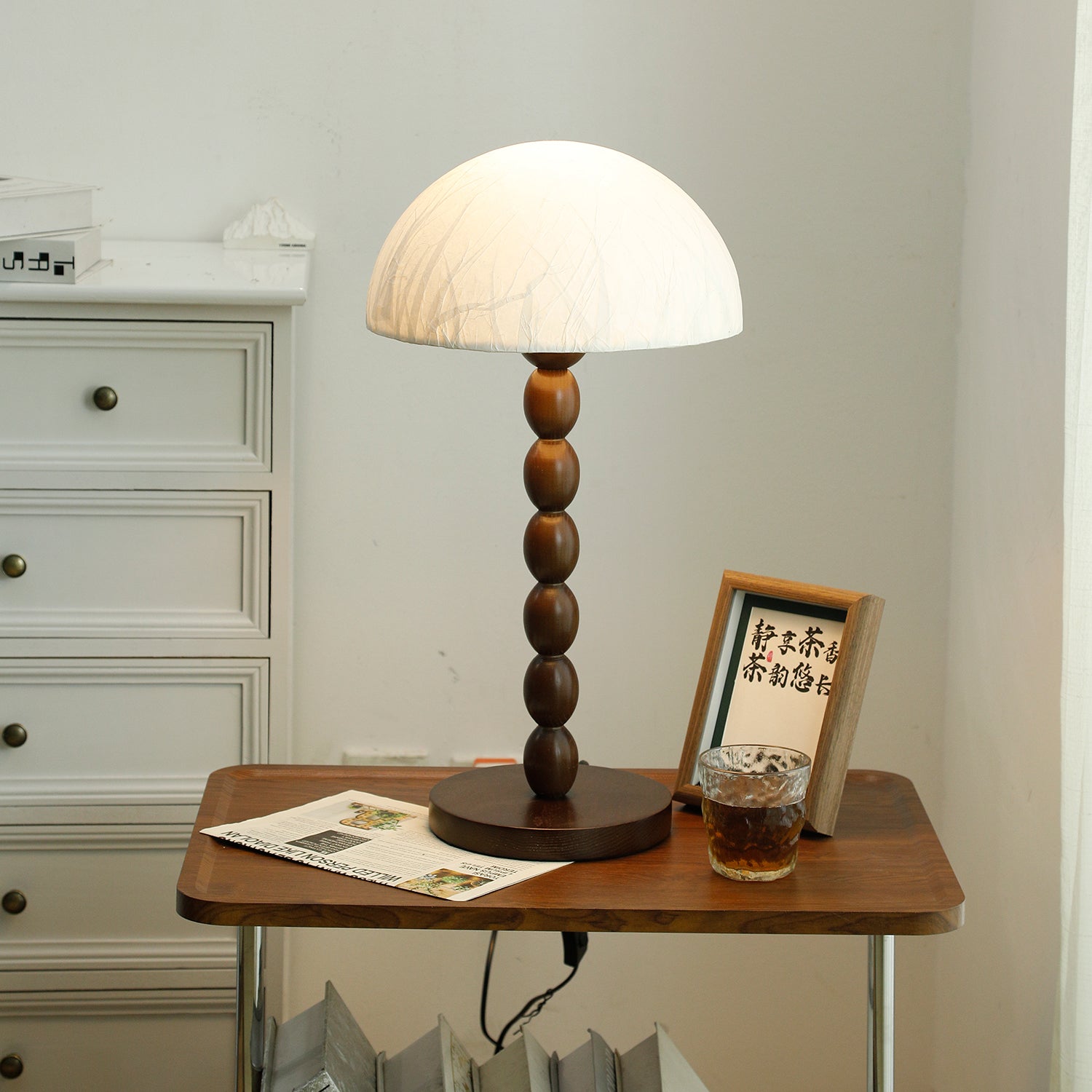 ShinLicht Tischlampe im Zen-Stil – Papieroptik, Weiß, für Wohnzimmer