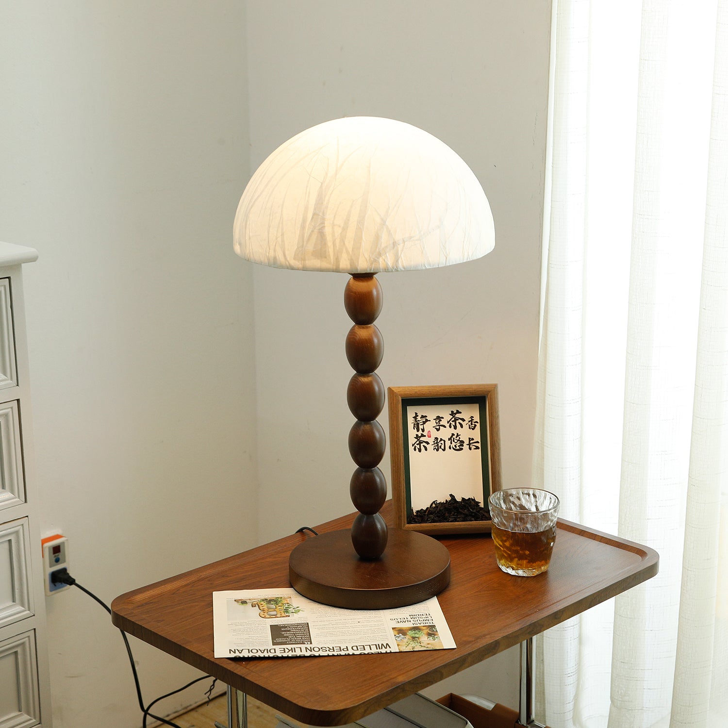 ShinLicht Tischlampe im Zen-Stil – Papieroptik, Weiß, für Wohnzimmer
