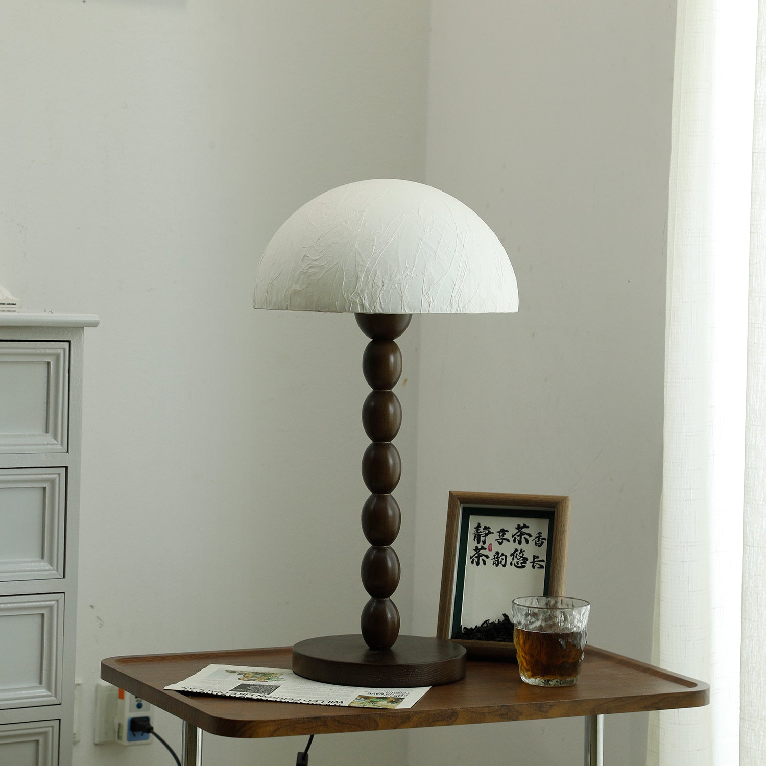 ShinLicht Tischlampe im Zen-Stil – Papieroptik, Weiß, für Wohnzimmer