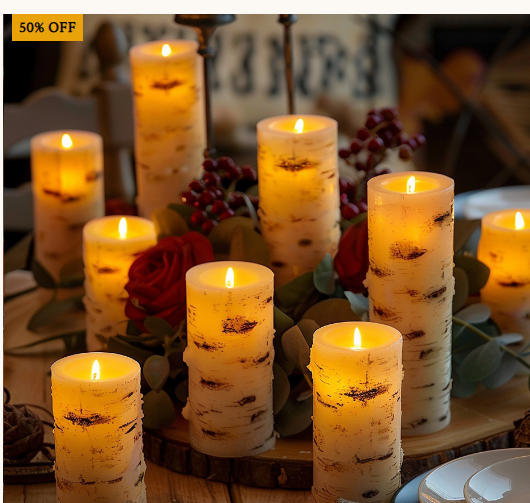 Lichtzauber LED-Kerzen-Set – Flackereffekt, Creme, für Wohnzimmer