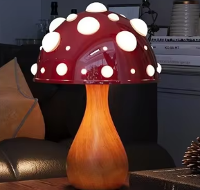 GlühPilz Tischlampe Märchenstil LED Rotweiß für Schlafzimmer