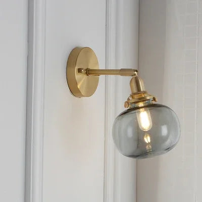 LichtZen - Nordisch moderne Wandleuchte mit Zugschalter - Glas und Eisen für Schlafzimmer oder Bad
