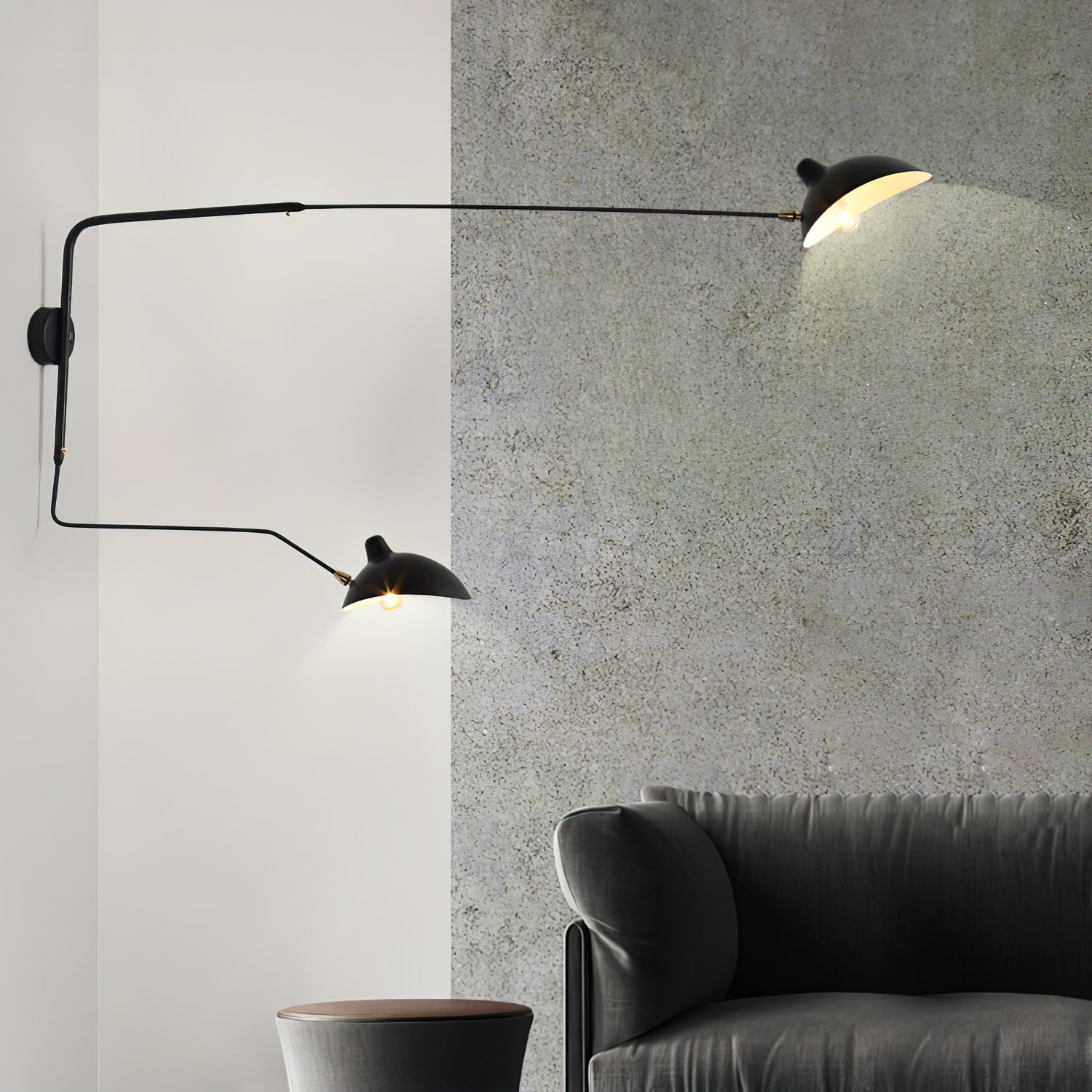 SerenLuce Wandleuchte – Modern, Gelenkarm, Schwarz, Für Wohnzimmer