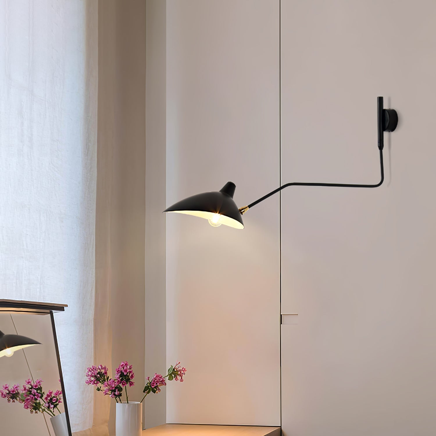 SerenLuce Wandleuchte – Modern, Gelenkarm, Schwarz, Für Wohnzimmer
