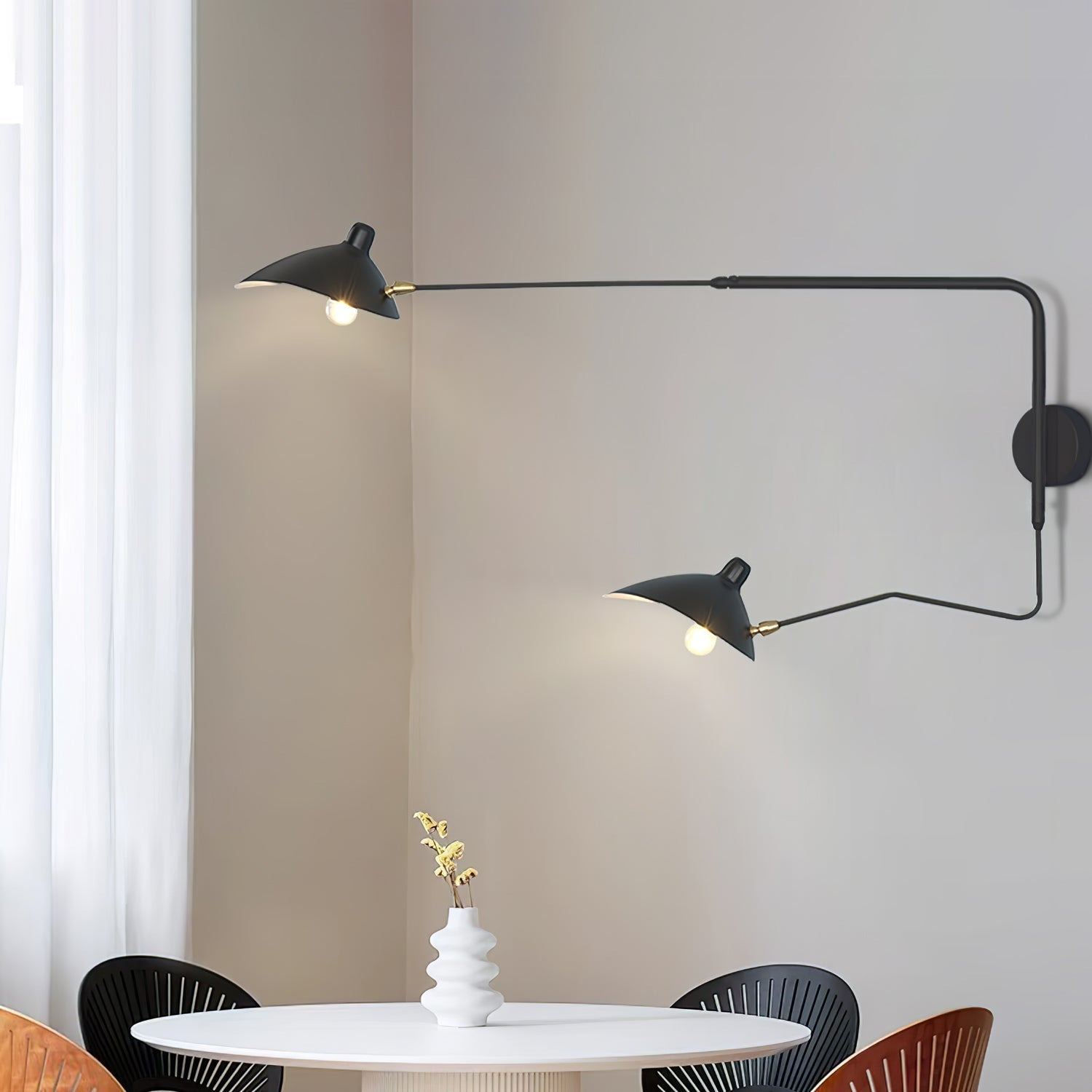 SerenLuce Wandleuchte – Modern, Gelenkarm, Schwarz, Für Wohnzimmer