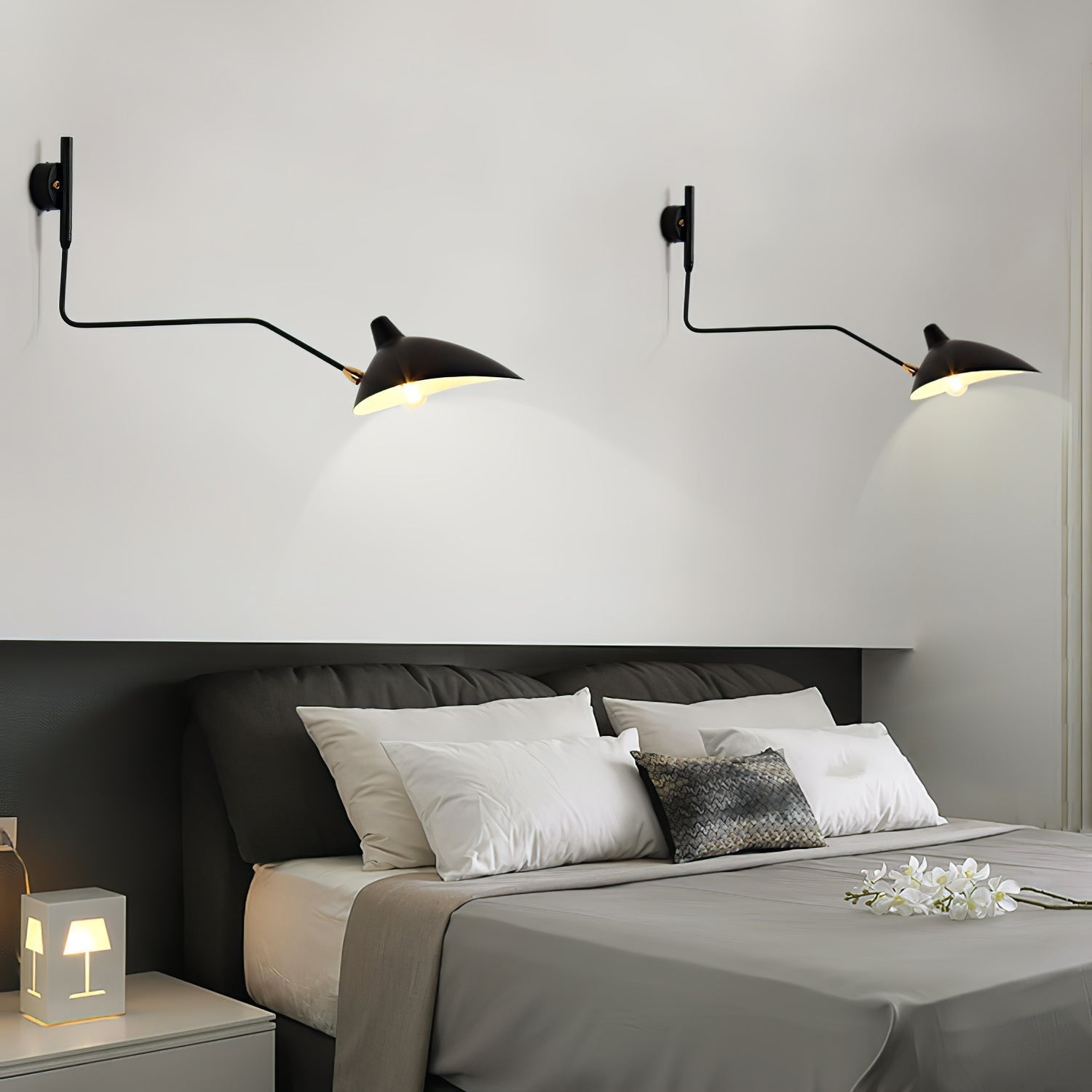 SerenLuce Wandleuchte – Modern, Gelenkarm, Schwarz, Für Wohnzimmer