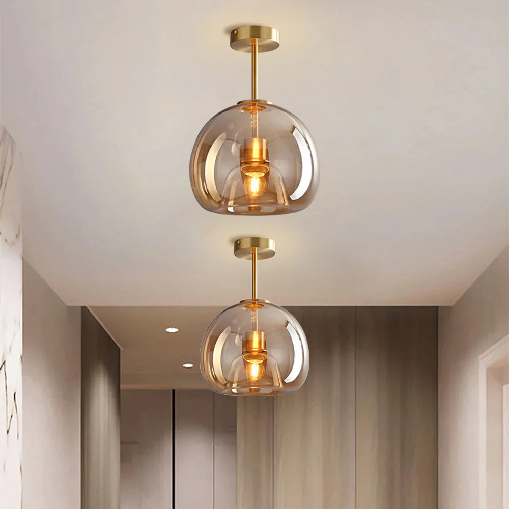 AuriLume Deckenlampe Modern Glas Kupferoptik für Wohnzimmer