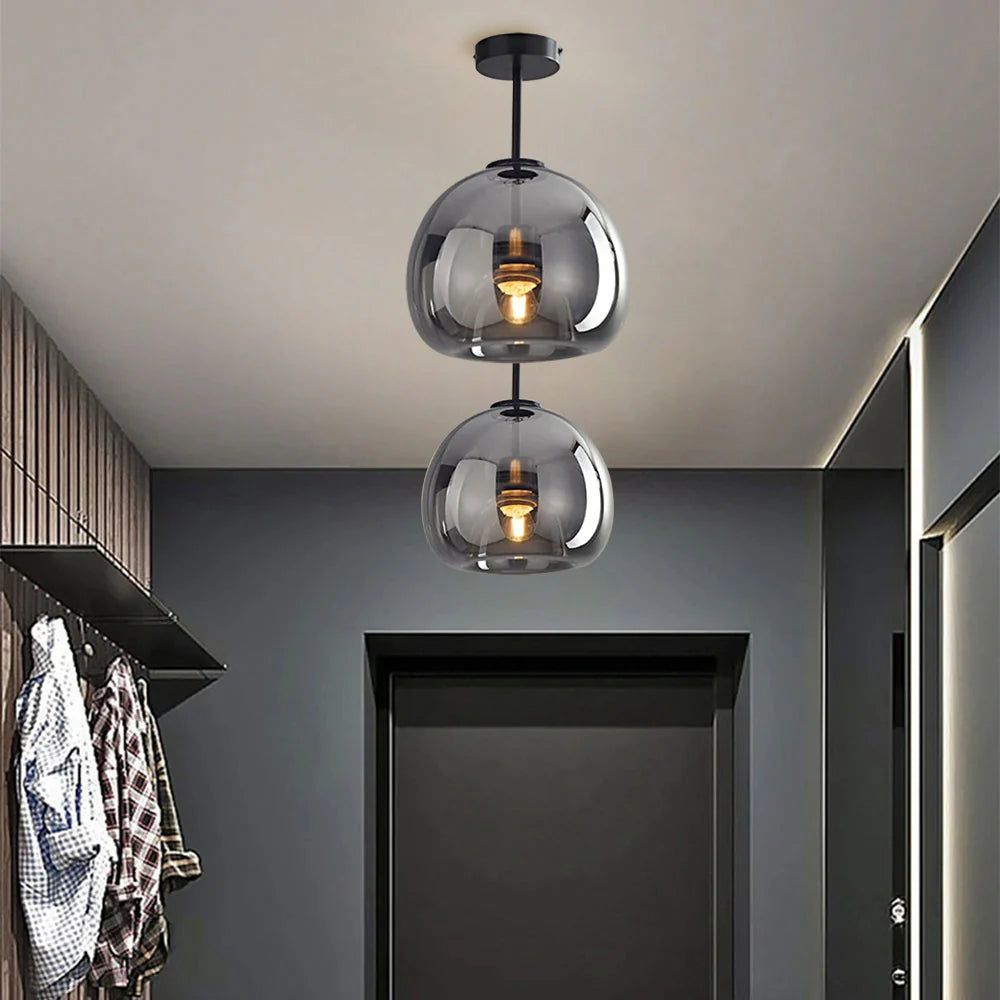 AuriLume Deckenlampe Modern Glas Kupferoptik für Wohnzimmer