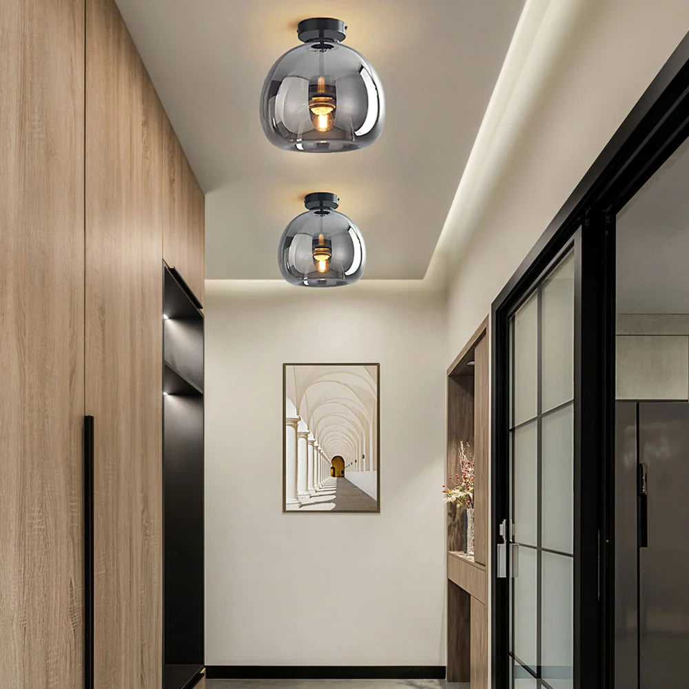AuriLume Deckenlampe Modern Glas Kupferoptik für Wohnzimmer