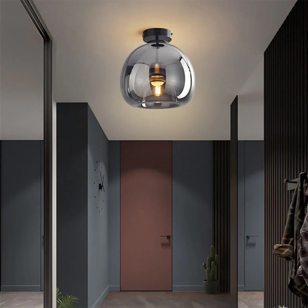 AuriLume Deckenlampe Modern Glas Kupferoptik für Wohnzimmer