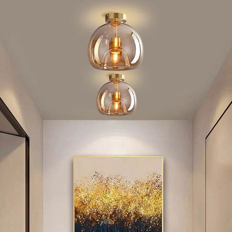 AuriLume Deckenlampe Modern Glas Kupferoptik für Wohnzimmer