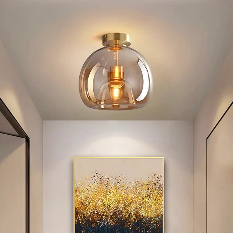 AuriLume Deckenlampe Modern Glas Kupferoptik für Wohnzimmer